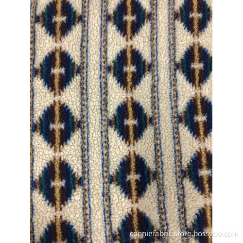100%Polyester Sherpa Jacquard Knitted Fabric with print